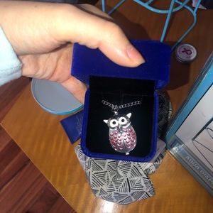 Owl necklace w/ clock inside